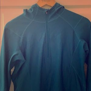 Hooded 3/4 zip fleecey pull over